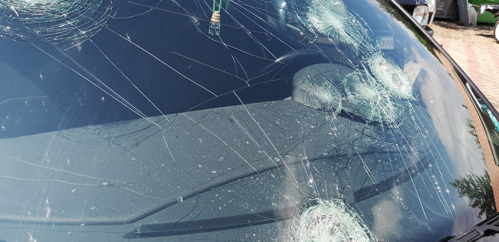 Hail Damaged Cracked Windshield 